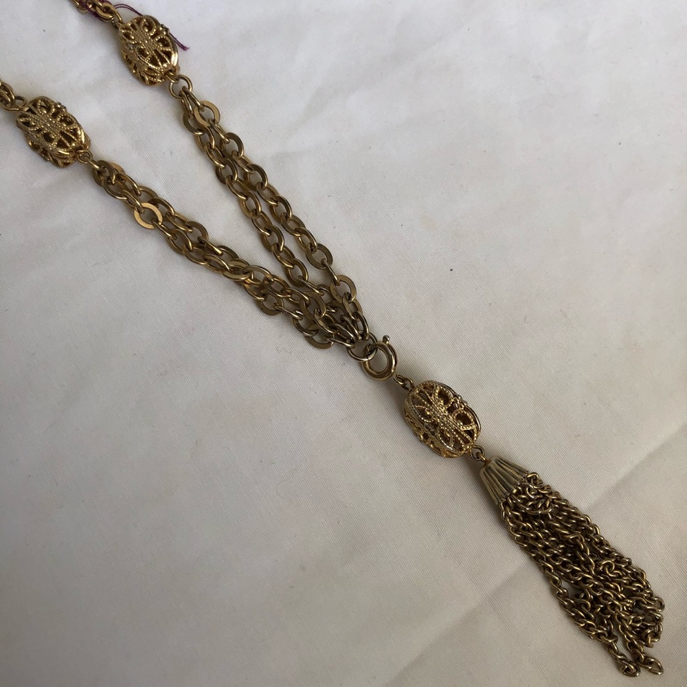 Vintage Emmons Gold Tassel Necklace